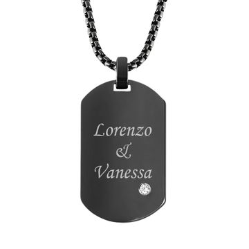 Pendentif dogtag noir personnalisé - 2406