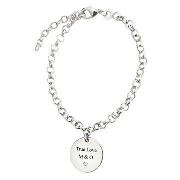 Bracelet pampille ronde argent personnalisé - 2594