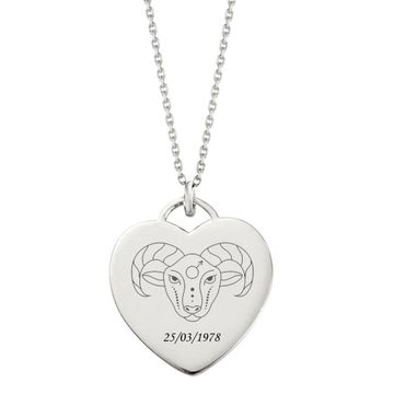 Pendentif cœur argent zodiaque personnalisé - 2867