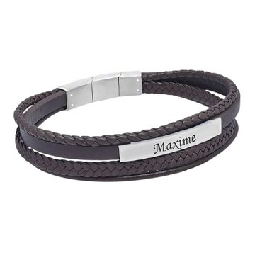 Bracelet cuir marron personnalisé - 2925