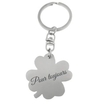 Porte-clé trèfle acier personnalisé - 2493