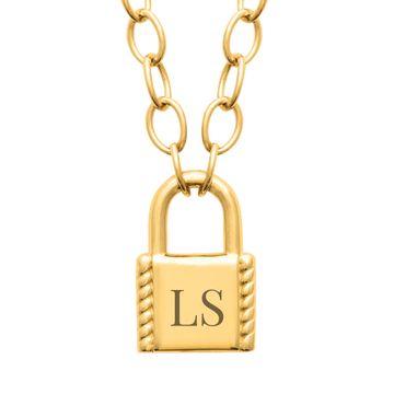 Collier cadenas plaqué or personnalisé - 2777