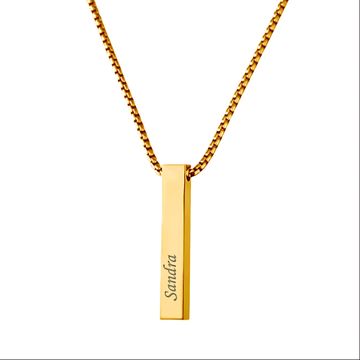 Collier barre acier doré personnalisé - 2899