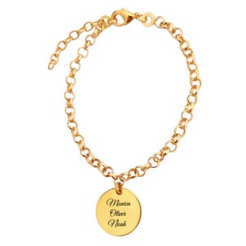 Bracelet pampille ronde plaqué or personnalisé - 2595