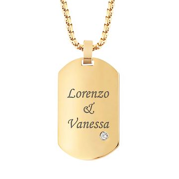 Pendentif dogtag doré personnalisé - 2405