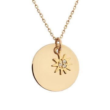 Collier médaille soleil plaqué or personnalisé - 2580