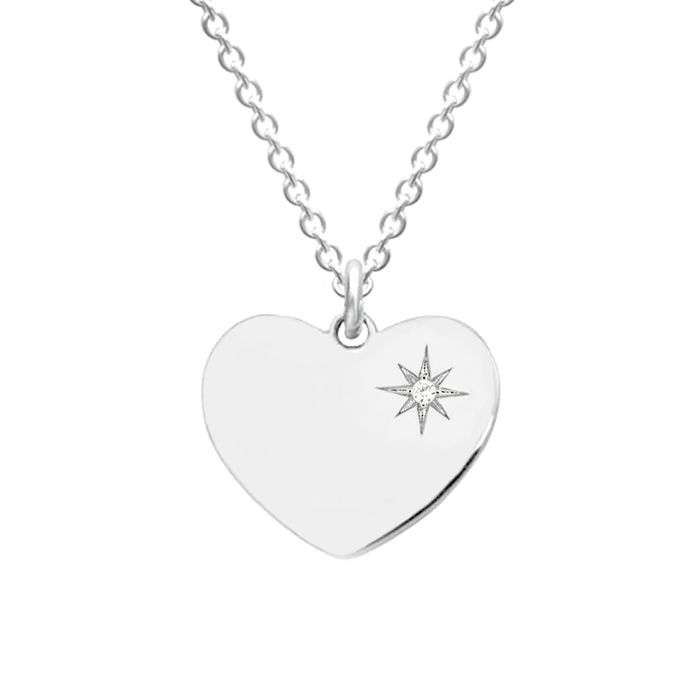 Collier Vintage Cœur 3D Avec Cristaux - Couleur Argent, Modèle 152, Sans Marque