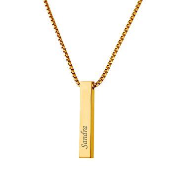 Collier barre acier doré personnalisé - 2899