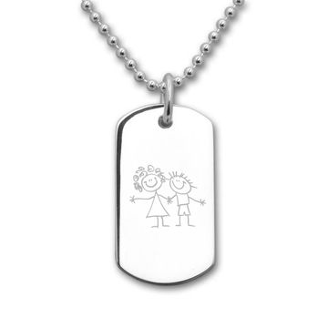 Pendentif plaque argent avec votre dessin - 2632