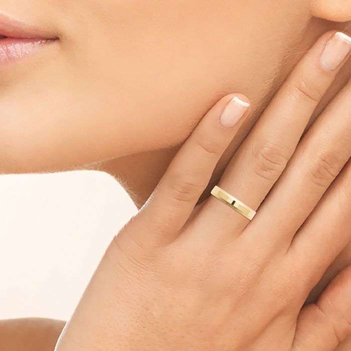 Bague Fantaisie Plaquée Or - Taille 49 - Bijou D'occasion Sans Marque