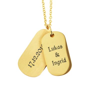 Pendentif double dogtag doré personnalisé - 2400