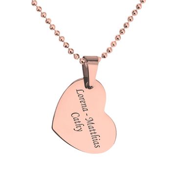 Pendentif cœur acier rosé personnalisé - 2280