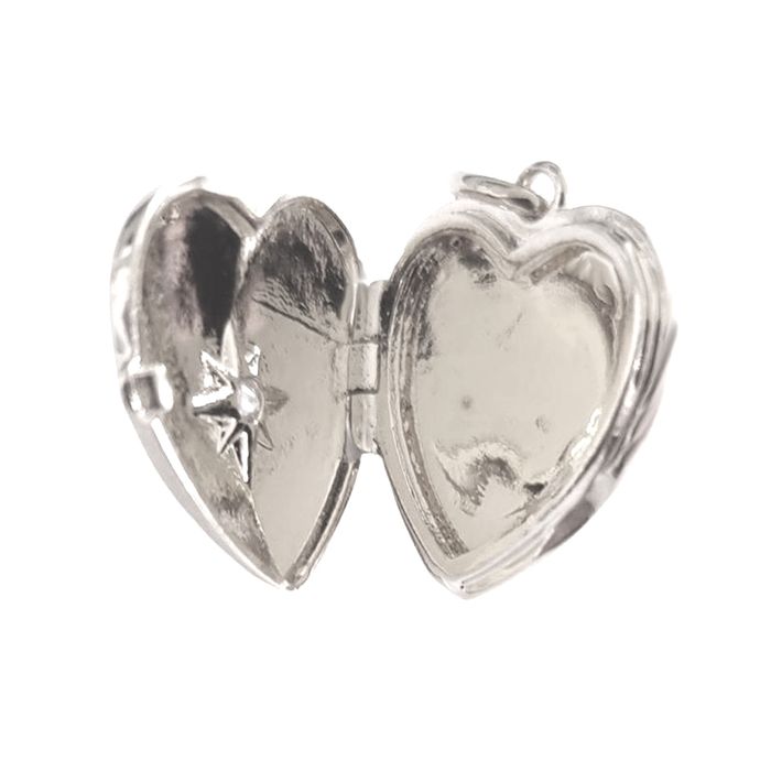 Pendentif Cœur En Argent 925 Rhodié Avec Zirconium - Porte-photo, Neuf Avec étiquettes