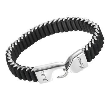 Bracelet cuir noir personnalisé - 2216