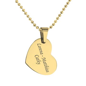 Pendentif cœur acier doré personnalisé - 2281