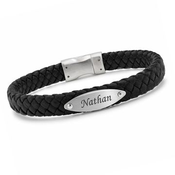 Bracelet cuir tressé personnalisable - 2369