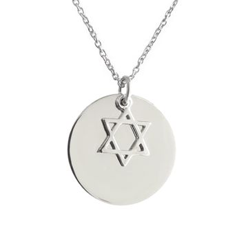 Collier médaille étoile david argent personnalisé - 2592