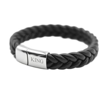 Bracelet cuir noir personnalisé - 2211