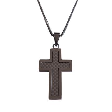 Pendentif croix acier noir personnalisé - 2641