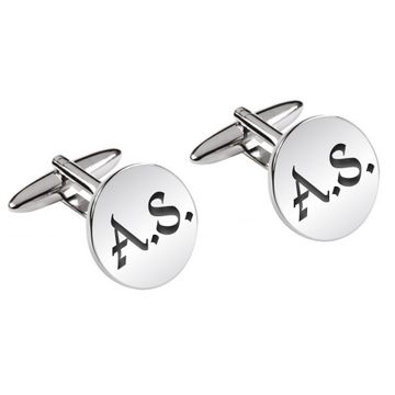 Boutons de manchette ronds acier personnalisés - 2522