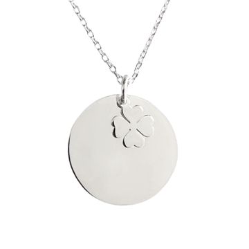 Collier médaille trèfle argent personnalisé - 2593
