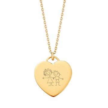 Pendentif coeur argent doré avec votre dessin - 2636