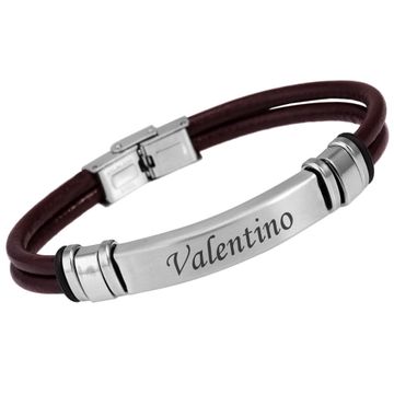 Bracelet cuir marron personnalisé - 2303