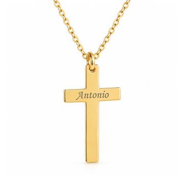 Pendentif croix argent doré personnalisé - 2349