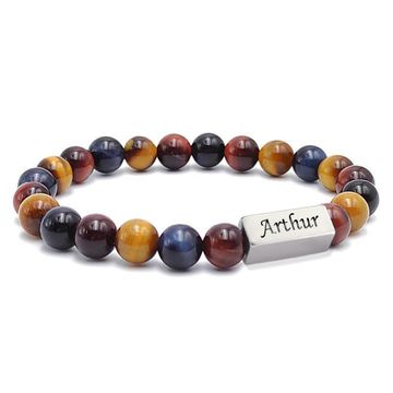 Bracelet trio œil de tigre personnalisé - 2648