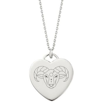 Pendentif cœur argent zodiaque personnalisé - 2867