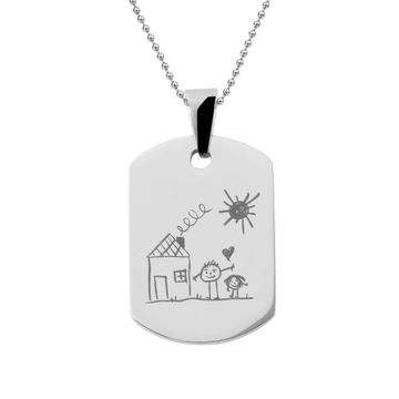 Pendentif plaque acier avec votre dessin - 2625