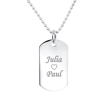Pendentif dogtag argent personnalisé - 0268