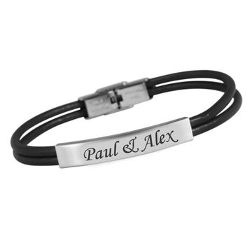 Bracelet cuir noir personnalisé - 1827