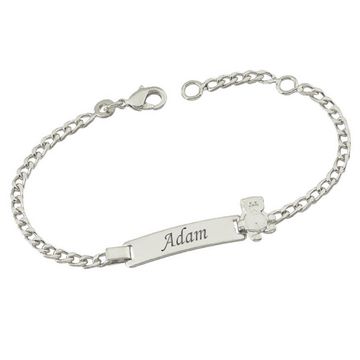 Gourmette argent ourson personnalisée - 2765