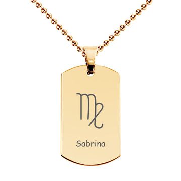 Pendentif zodiaque acier doré personnalisé - 2874