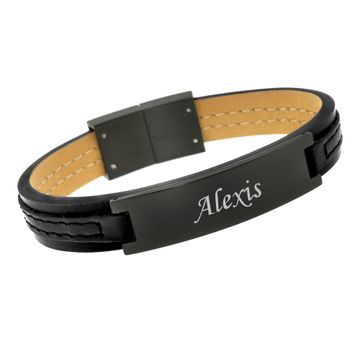 Bracelet cuir noir personnalisé -1946