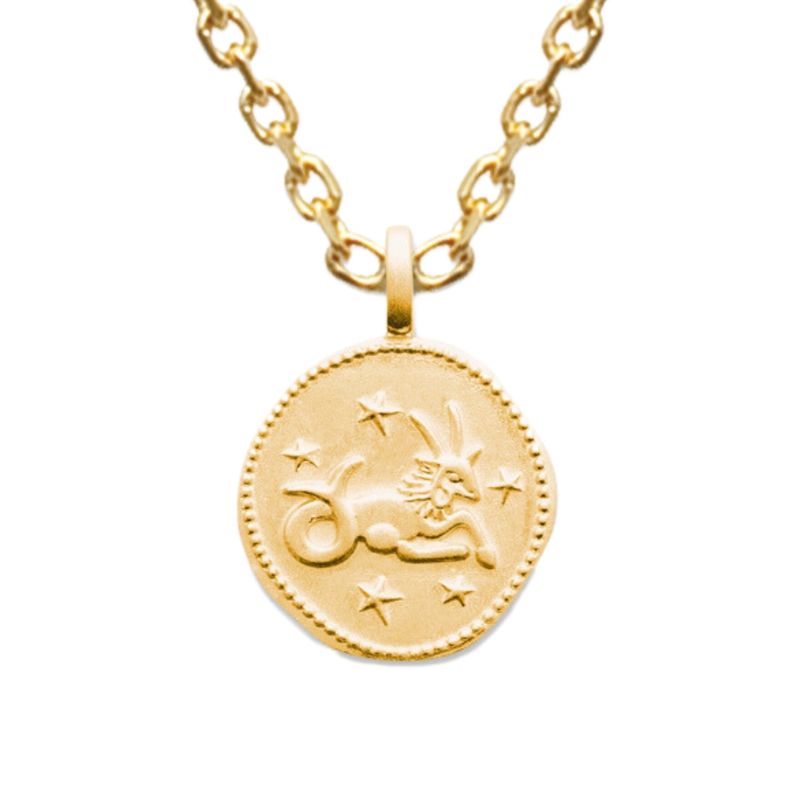 Médaille Capricorne Plaqué Or – Signe Du Zodiaque – Bijou Astrologique Doré