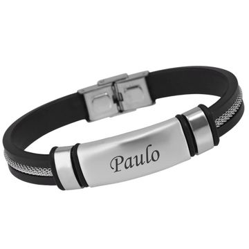 Bracelet caoutchouc noir personnalisé - 2307