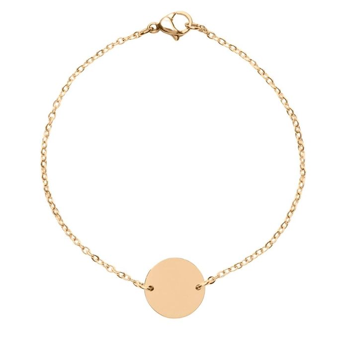 Bracelet Or 18 Carats Jaune Avec Plaque à Graver - Longueur 14,50 Cm, Poids 2,50 G