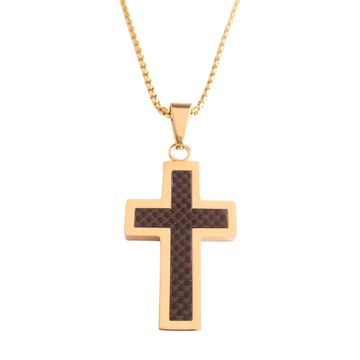 Pendentif croix acier doré personnalisé - 2640