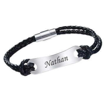 Bracelet cuir noir personnalisé -1872