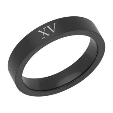 Bague acier noire personnalisée - 2840