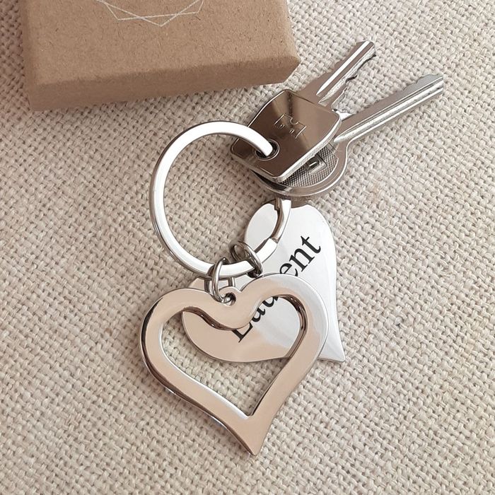 Porte clés personnalisé coeur en acier inoxydable