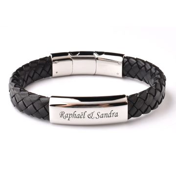 Bracelet cuir noir personnalisé -1948