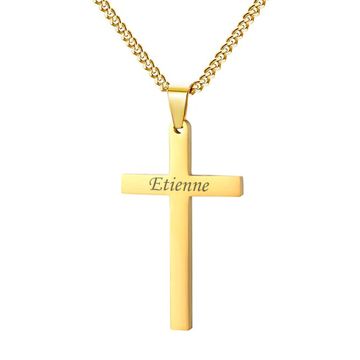Pendentif croix acier doré personnalisé - 2661