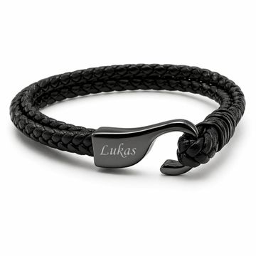 Bracelet cuir noir personnalisé - 2402