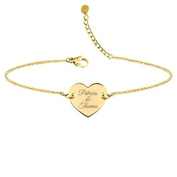 Bracelet cœur doré personnalisé - 2398