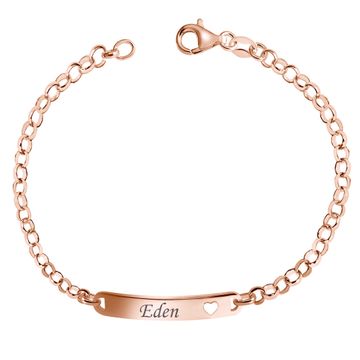 Gourmette argent rosé cœur personnalisée - 2924
