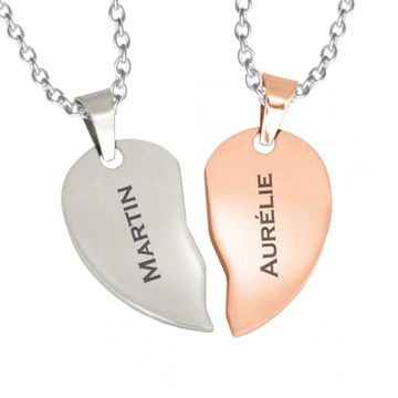 Pendentif coeur acier personnalisé - 1850