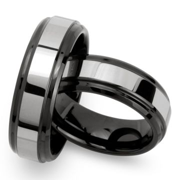 Bagues duo tungstène personnalisées - 0242